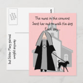 Katholische Nun Funny Cards "Walking the Dog" Postkarte (Vorne/Hinten)