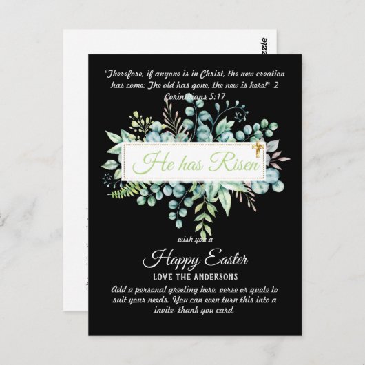 Katholische OSTTER-Karten Zitat der religiösen Ver Postkarte (Vorne/Hinten)