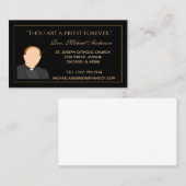 Katholische Priester Gold Black Scripting Foto Visitenkarte (Vorne/Hinten)