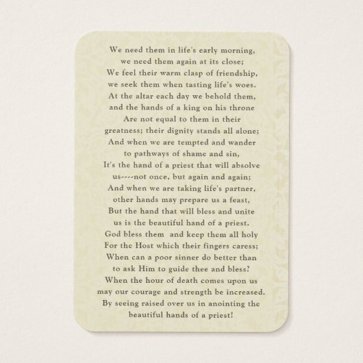 Katholische Priestergehandschaft (Rückseite)