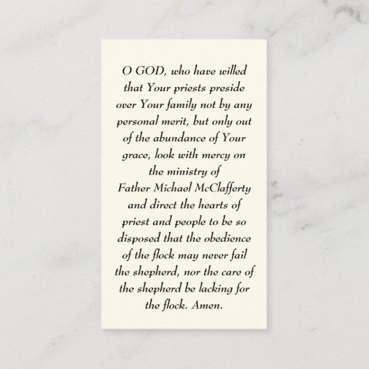 Katholische Priestermesse Platzkarte (Rückseite)