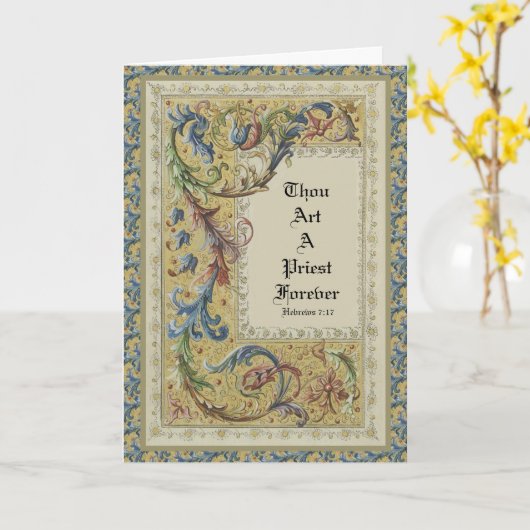 KATHOLISCHE PRIESTORDINIERUNG ERSTE MASSENSKRIPTUR KARTE (Gelbe Blume)