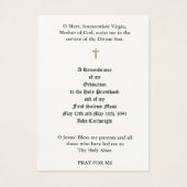 KATHOLISCHE PRIESTORDINIERUNG HOLY CARDS (Rückseite)