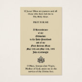 KATHOLISCHE PRIESTORDINIERUNG JAHRESHEILIGE KARTEN (Rückseite)