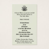 KATHOLISCHE PRIESTORDINIERUNG JAHRESHEILIGE KARTEN (Rückseite)