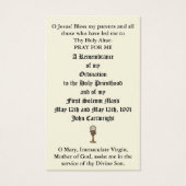 KATHOLISCHE PRIESTORDINIERUNG JAHRESHEILIGE KARTEN (Rückseite)