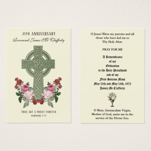 KATHOLISCHE PRIESTORDINIERUNG JAHRESHEILIGE KARTEN (Vorne & Hinten)