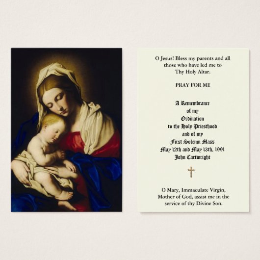 KATHOLISCHE PRIESTORDINIERUNG JAHRESHEILIGE KARTEN (Vorne & Hinten)