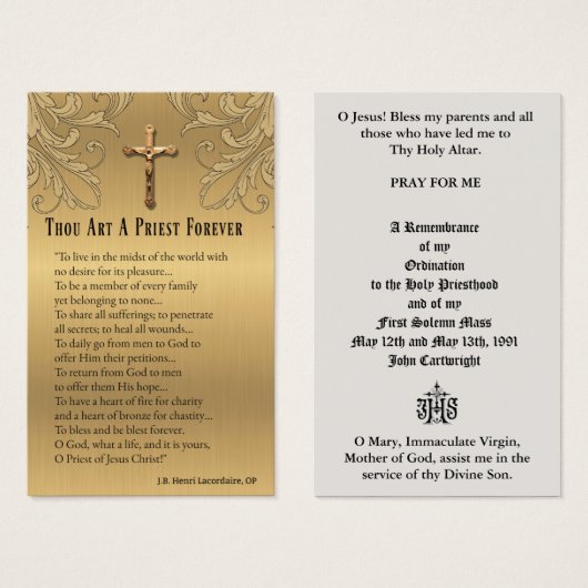 KATHOLISCHE PRIESTORDINIERUNG JAHRESHEILIGE KARTEN (Vorne & Hinten)