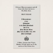 KATHOLISCHE PRIESTORDINIERUNG JAHRESHEILIGE KARTEN (Rückseite)