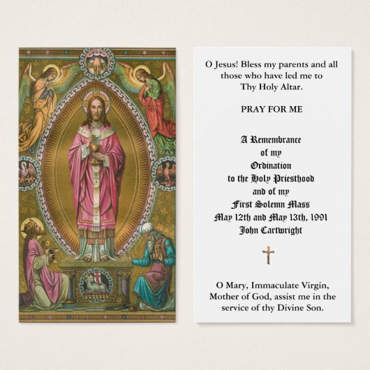 KATHOLISCHE PRIESTORDINIERUNG JAHRESHEILIGE KARTEN (Vorne & Hinten)