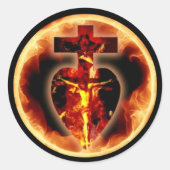 Katholische Religiöse Jesus Crucifix Heilige Dreih Runder Aufkleber (Vorderseite)