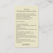 Katholische Religiöse Novena zu gesegnete Jungfrau Visitenkarte (Rückseite)