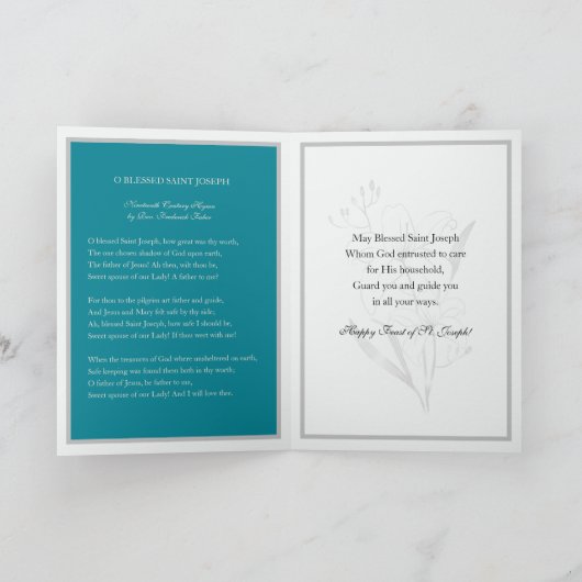 Katholische Religiöse St. Joseph Festmahlkarte Karte (Innenseite)