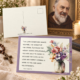 Katholische Religiöse St. Padre Pio Zitat Blumenko Postkarte