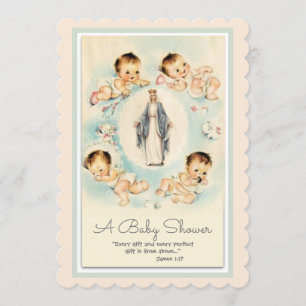 Katholische religiöse Vintage Baby-Dusche Einladung