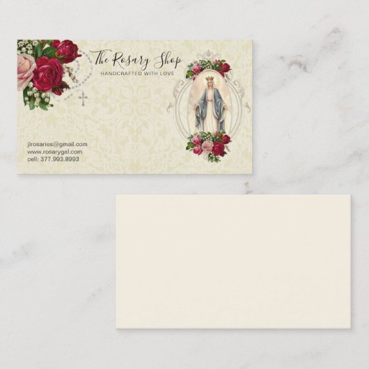 Katholische Rosary Pink Rote Rose Jungfrau Mary Visitenkarte (Vorne/Hinten)