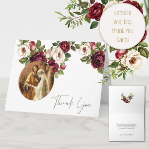 Katholische Rose Hochzeit von Mary und Joseph Dankeskarte