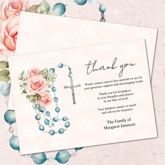 Katholische Rose Rosary Funerobdolence Beileid Dankeskarte
