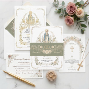 Katholische Rosen Hochzeitsringe Rosenkranz Salbei Einladungsbanderole