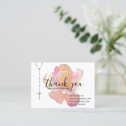 Katholische Rosenkranz-Rose Danke für die religiös Visitenkarte (Stehend Vorderseite)