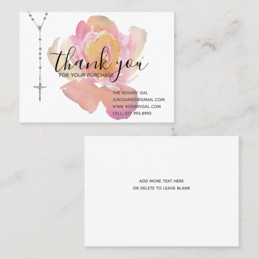 Katholische Rosenkranz-Rose Danke für die religiös Visitenkarte (Vorne/Hinten)
