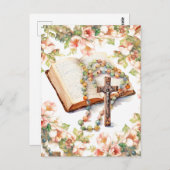 Katholische Rosenkranzblüte Religiöse Postkarte (Vorne/Hinten)