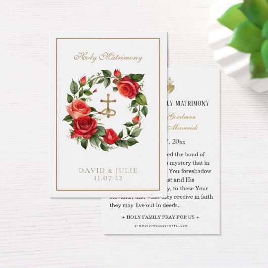 Katholische Rote Rosen Crucifix Hochzeitskarte (Schreibtisch)