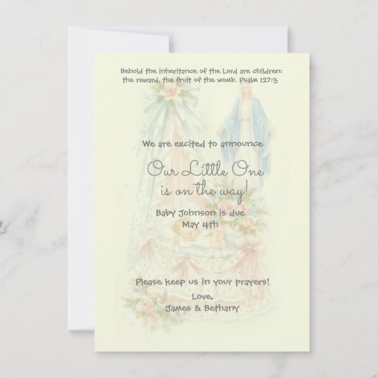 Katholische Schwangerschaft Ankündigung Junge oder (Rückseite)