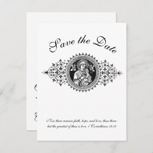 Katholische Schwarz-Weiß-Heilige Familie SAVE THE Ankündigungspostkarte (Vorne/Hinten)