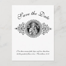 Katholische Schwarz-Weiß-Heilige Familie SAVE THE Ankündigungspostkarte