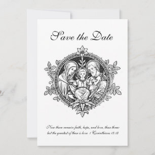 Katholische Schwarz-Weiß-Heilige Familie Save The Date
