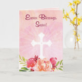 Katholische Schwester Ostersegnung Rosa Wasserfarb Karte (Gelbe Blume)
