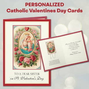 Katholische Schwester Valentinstag Jungfrau Maria  Feiertagskarte