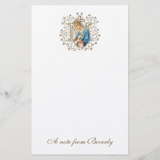 Katholische Selige Jungfrau Mary Cross Religiöse Briefpapier (Vorderseite)