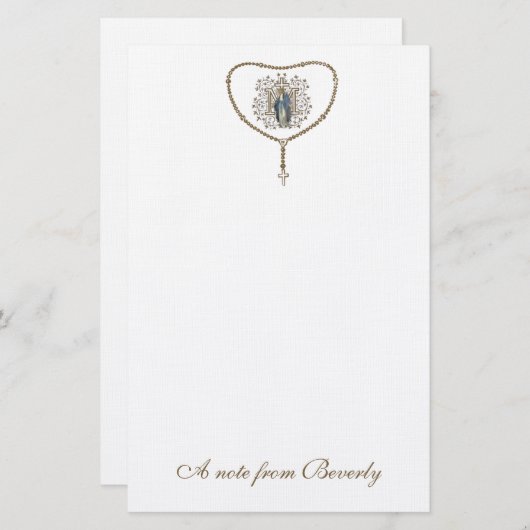 Katholische Selige Jungfrau Mary Cross Rosary Briefpapier (Vorne/Hinten)