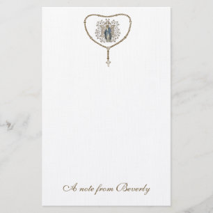 Katholische Selige Jungfrau Mary Cross Rosary Briefpapier