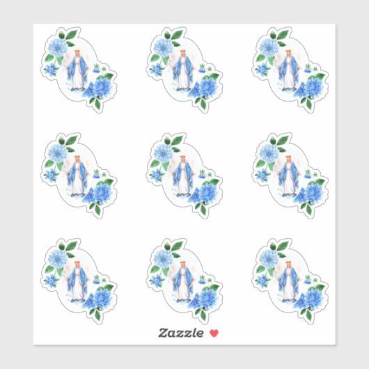 Katholische Selige Jungfrau Mary Floral Religious Aufkleber (Blatt)