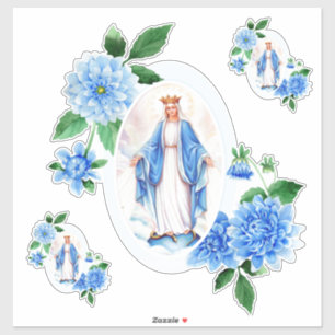 Katholische Selige Jungfrau Mary Floral Religious Aufkleber