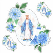 Katholische Selige Jungfrau Mary Floral Religious Aufkleber (Vorderseite)