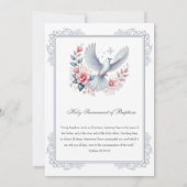 Katholische Silbertaufe Dove Pink Roses Einladung (Rückseite)