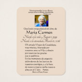 Katholische Spanische Jesus Beerdigung Gedenkkarte (Rückseite)