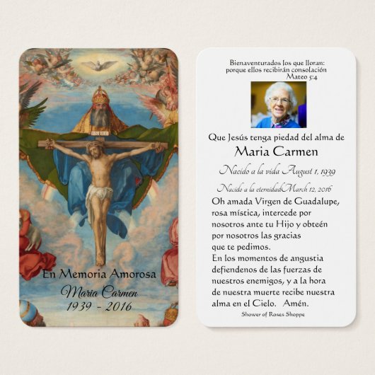 Katholische Spanische Jesus Beerdigung Gedenkkarte (Vorne & Hinten)