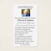 Katholische Spanische Maria Beerdigung Gedenkkarte (Rückseite)