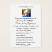 Katholische Spanische Maria Beerdigung Gedenkkarte (Rückseite)