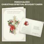 Katholische Spirituelle Bouquet Gebet Rosary Feiertagskarte<br><div class="desc">Unsere Spirituellen Weihnachtskarten zeichnen sich durch ein wunderschönes Vintage-Bild eines goldenen,  dekorativen Kreuzes mit Weihnachtspoinsettias aus. Die Gebete im Inneren können personalisiert und modifiziert werden.</div>