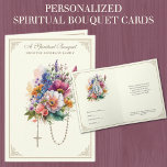 Katholische Spirituelle Bouquet Gebet Rosary Feiertagskarte<br><div class="desc">Das Rosary ist ein wunderschönes Oldtimerbild und ein Blumenstrauß mit Aquarellblumen. Im Inneren ist ein wunderschönes Bild von der "Gottesmutter von Grace",  der Jungfrau Mary. Unten ist ein Vers der Schrift. Alle Texte können geändert werden.</div>