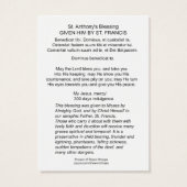 Katholische St. Anthony St. Francis Sessing Gebet (Rückseite)