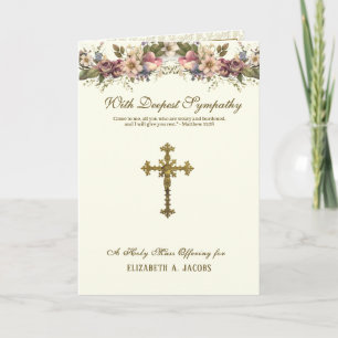 Katholische Sympathie-Messe Opferkreuz Blumenschmu Karte