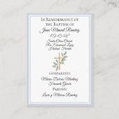 Katholische Taufe Baby Blue-Gedenkkarte Visitenkarte (Rückseite)